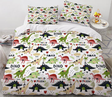 3D Cartoons Dinosaur 033 Bed Pillowcases Quilt