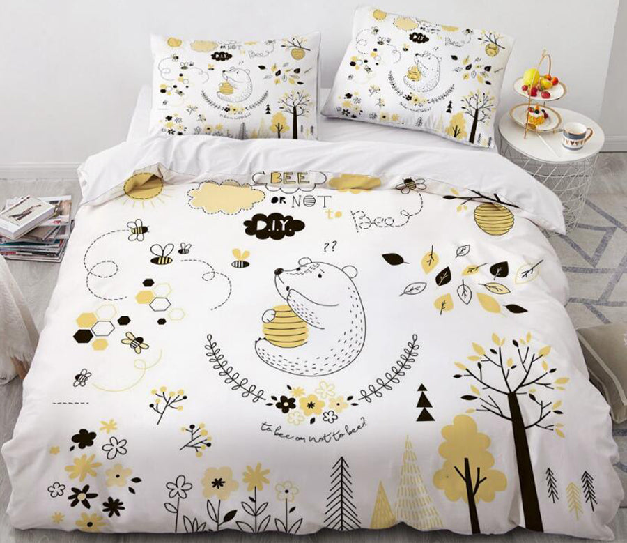3D Yellow Bear 55142 Bed Pillowcases Quilt