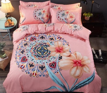 3D Pink Flower Circle 0060 Bed Pillowcases Quilt