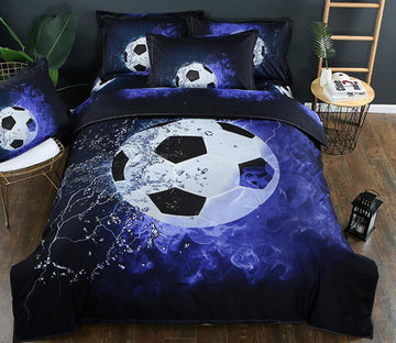 3D Navy Blue Football Water 1180 Bed Pillowcases Quilt