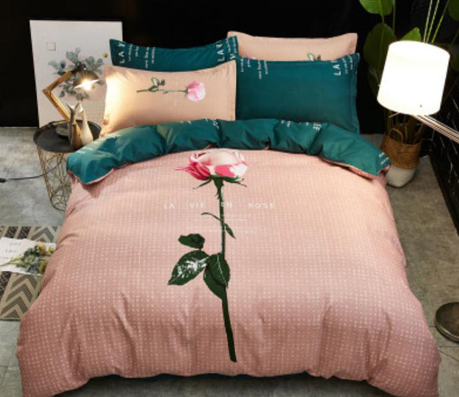 3D Pink Rose 77174 Bed Pillowcases Quilt