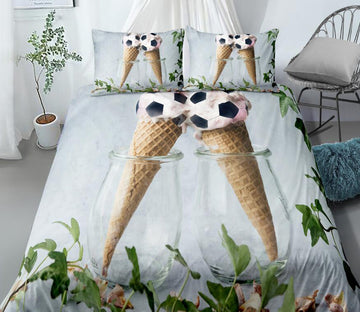 3D Football Ice Cream 0127 Bed Pillowcases Quilt