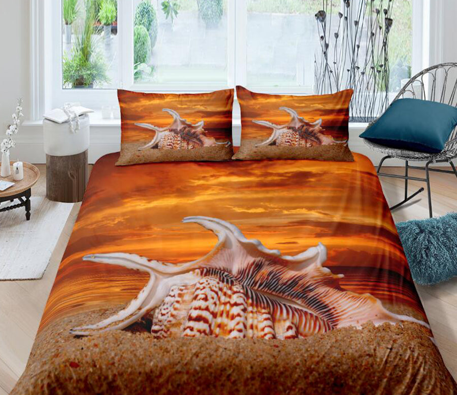 3D Beach Conch 8897 Bed Pillowcases Quilt