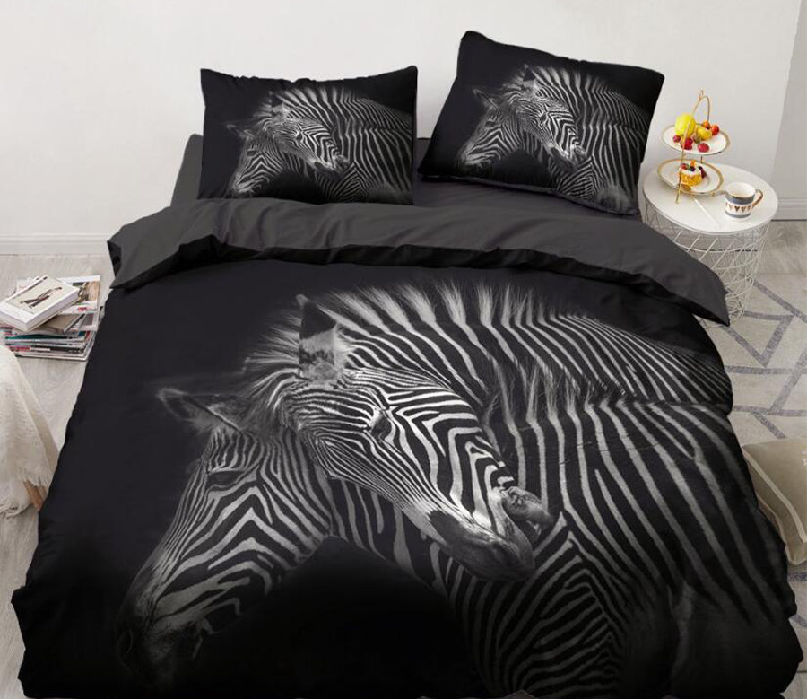 3D Two Zebras 8051 Bed Pillowcases Quilt
