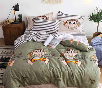 3D Cartoon Monkey 8116 Bed Pillowcases Quilt