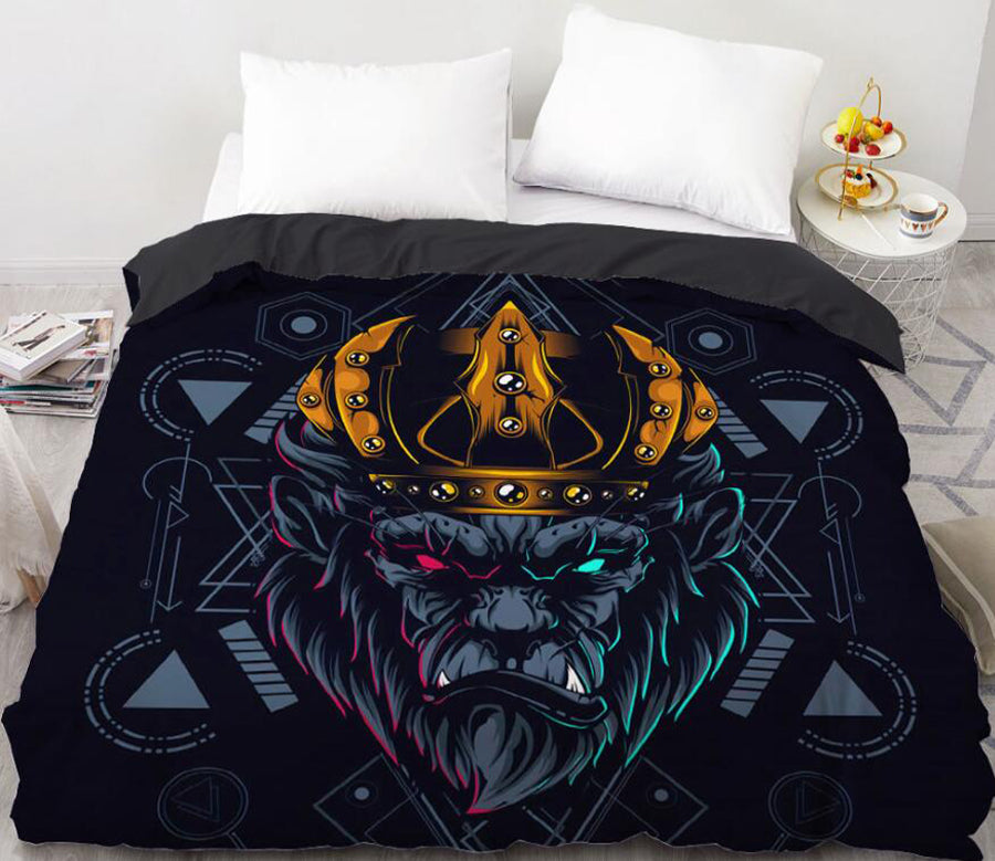 3D Lion Crown Triangle 99145 Bed Pillowcases Quilt