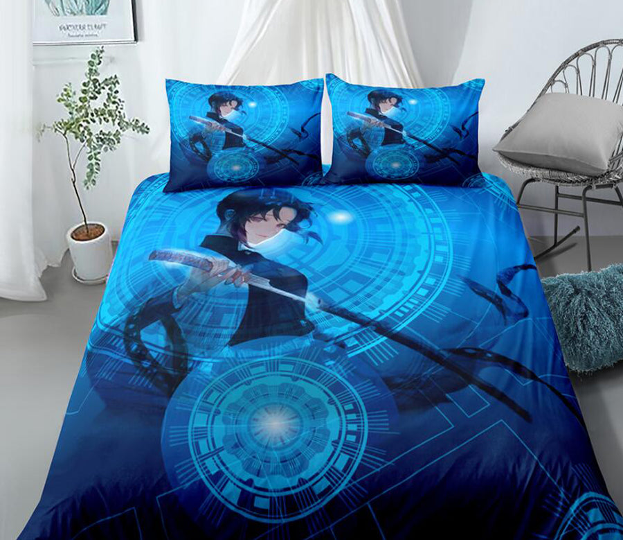 3D Blue Female Swordsman 99110 Bed Pillowcases Quilt