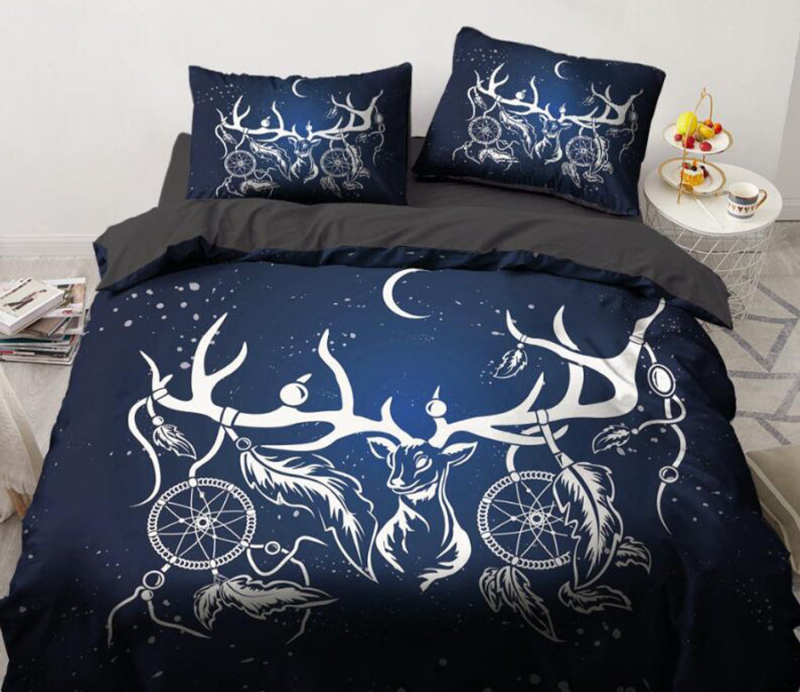 3D Deer Moon Dreamcatcher 88162 Bed Pillowcases Quilt