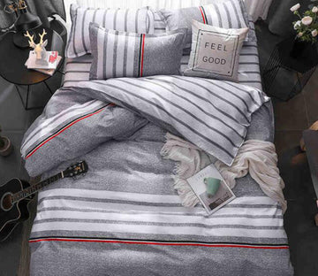 3D Gray Bars 8073 Bed Pillowcases Quilt