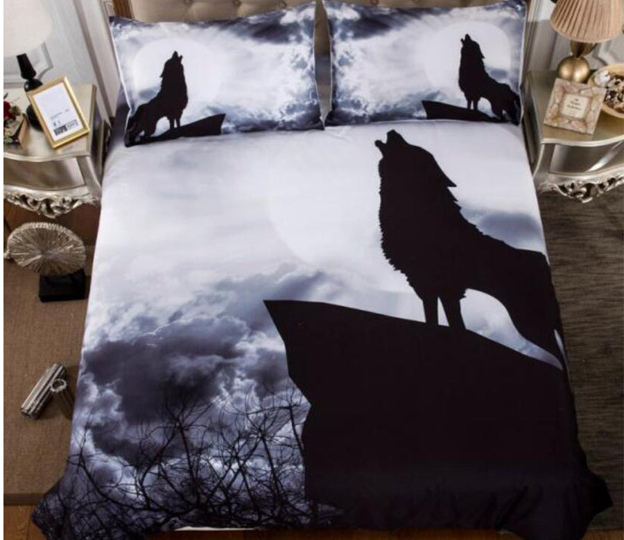 3D Cloud Howling Wolf Shadow 66133 Bed Pillowcases Quilt