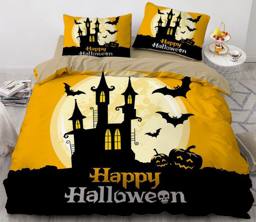 3D Castle Bat 8023 Bed Pillowcases Quilt