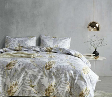 3D Gray Leaf 11102 Bed Pillowcases Quilt