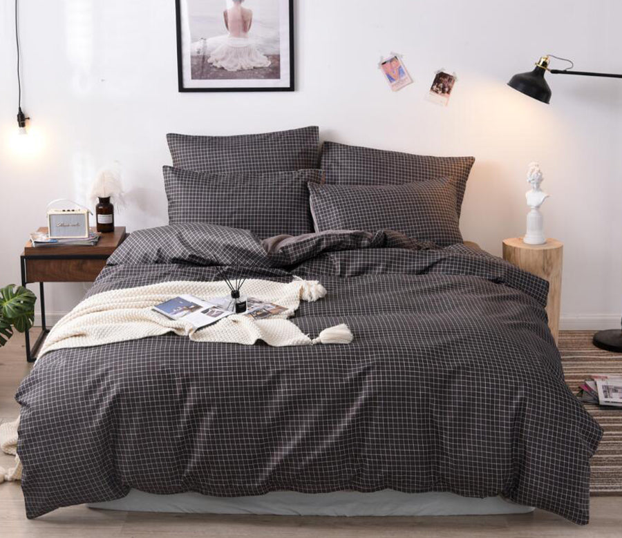 3D Black Grid 99172 Bed Pillowcases Quilt