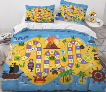 3D Island Map 076 Bed Pillowcases Quilt