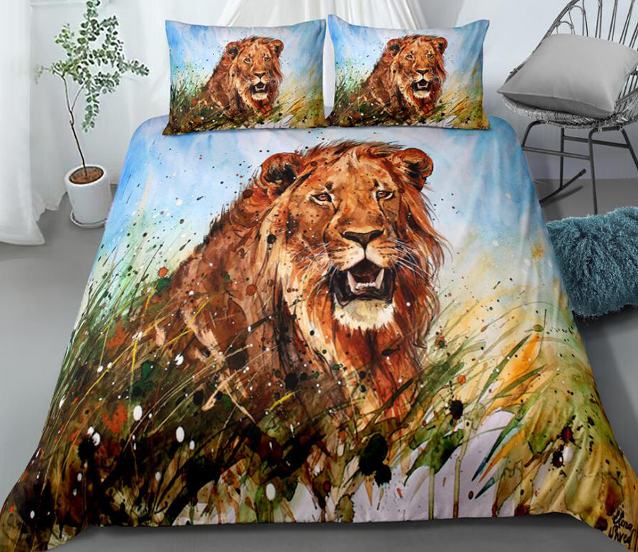 3D Lion 002 Bed Pillowcases Quilt