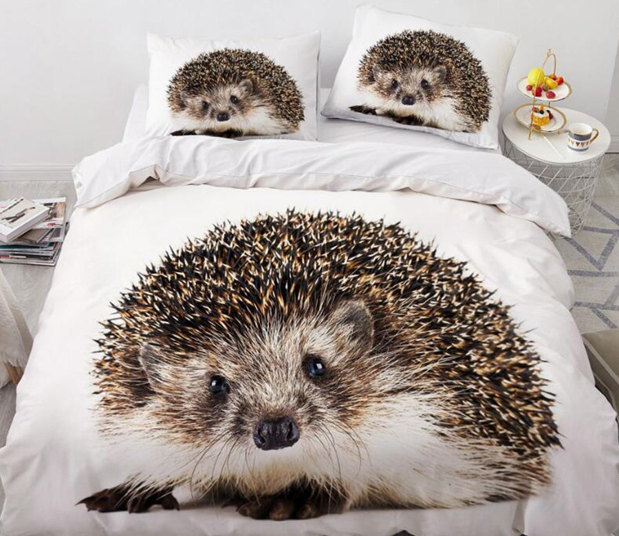 3D Hedgehog 77138 Bed Pillowcases Quilt