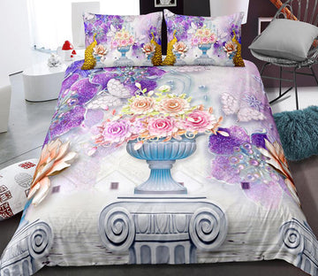 3D Flower Vase 0053 Bed Pillowcases Quilt