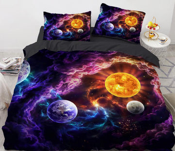 3D Galaxy Planet Sun 8871 Bed Pillowcases Quilt