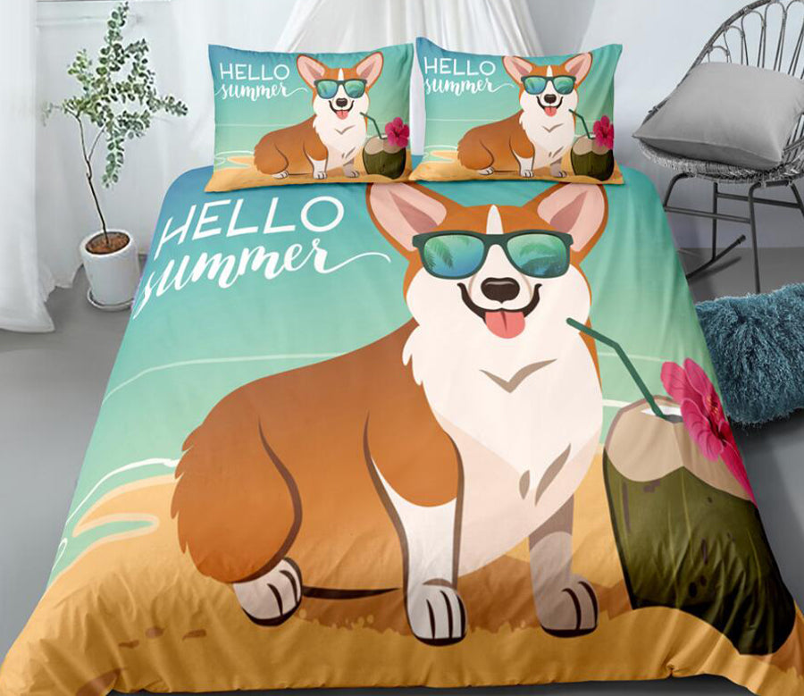 3D Corgi Coconut 0034 Bed Pillowcases Quilt