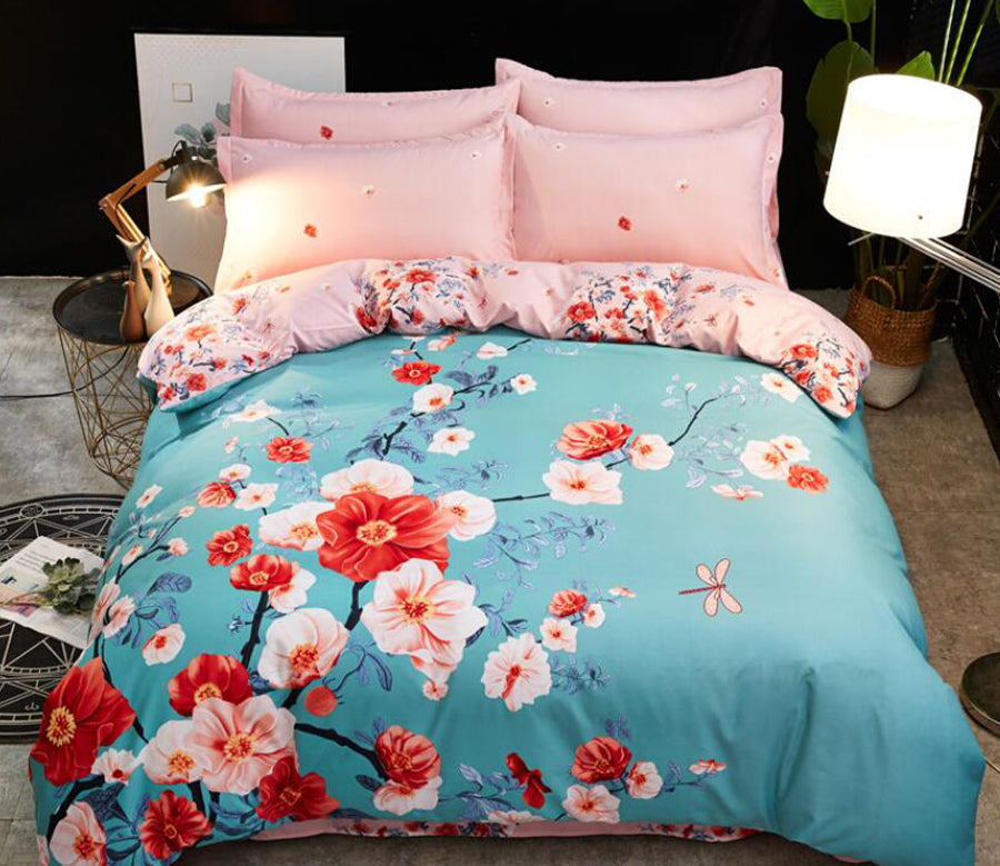 3D Blue Background Plum Blossom Branch 77182 Bed Pillowcases Quilt