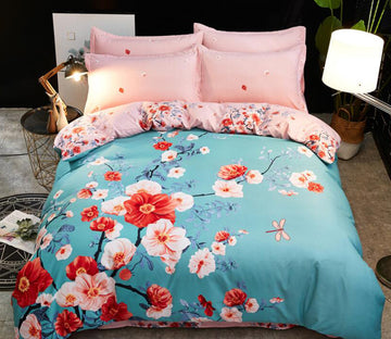 3D Blue Background Plum Blossom Branch 77182 Bed Pillowcases Quilt