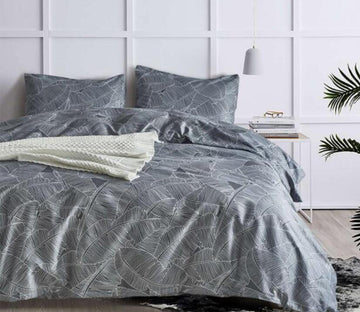 3D Ash Leaves Dark Flower 5505 Bed Pillowcases Quilt