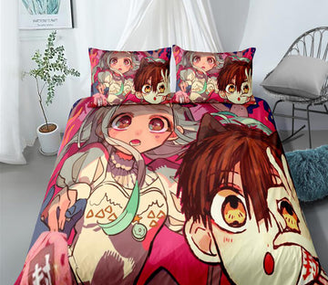 3D Ground-Bound Boy Hanako Young Girl 99163 Bed Pillowcases Quilt