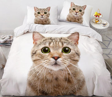3D Tabby Cat 77114 Bed Pillowcases Quilt