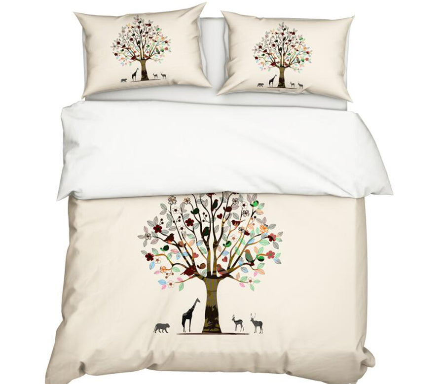 3D Colored Leaves Big Tree 11168 Bed Pillowcases Quilt