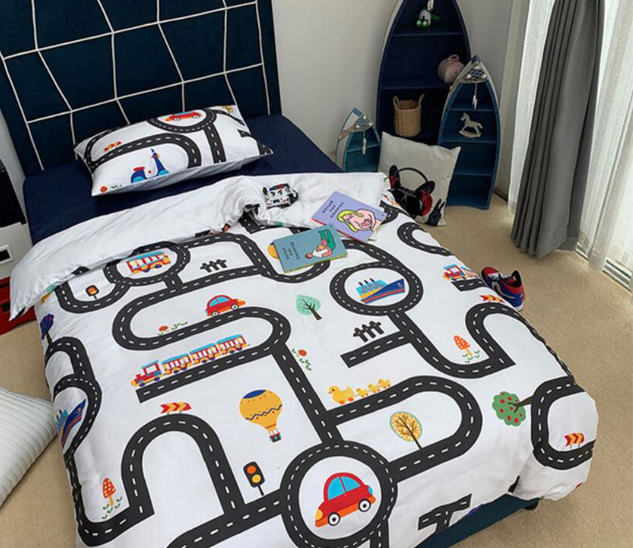 3D Car Lane 1166 Bed Pillowcases Quilt