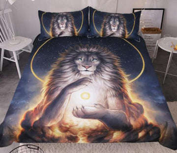 3D Lion Aperture 6605 Bed Pillowcases Quilt