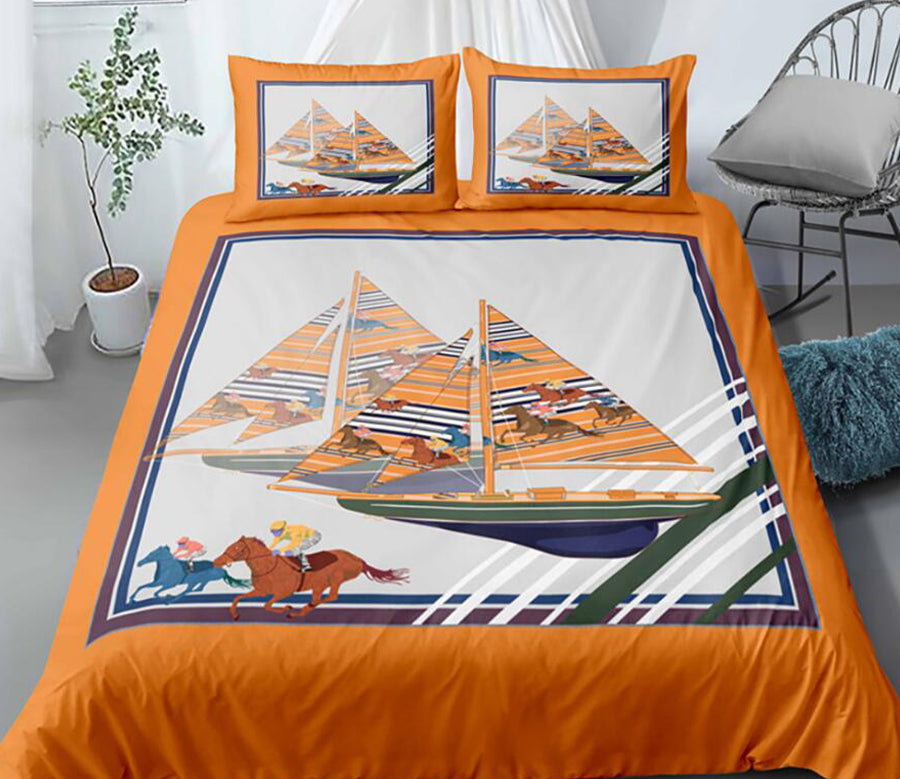 3D Sailboat Horse Riding 1132 Bed Pillowcases Quilt