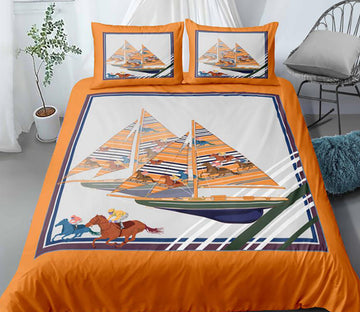 3D Sailboat Horse Riding 1132 Bed Pillowcases Quilt