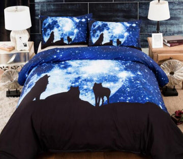 3D Star Wolf Shadow 5510 Bed Pillowcases Quilt