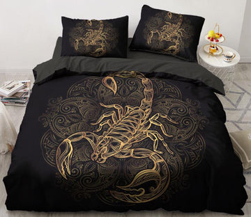 3D Gold Scorpion 5546 Bed Pillowcases Quilt