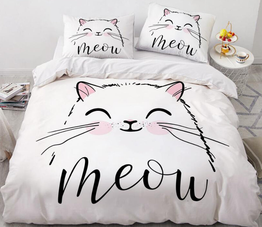 3D Cartoons Cat 55137 Bed Pillowcases Quilt