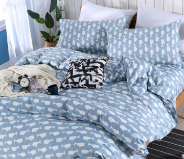 3D Light Blue Fish 1038 Bed Pillowcases Quilt