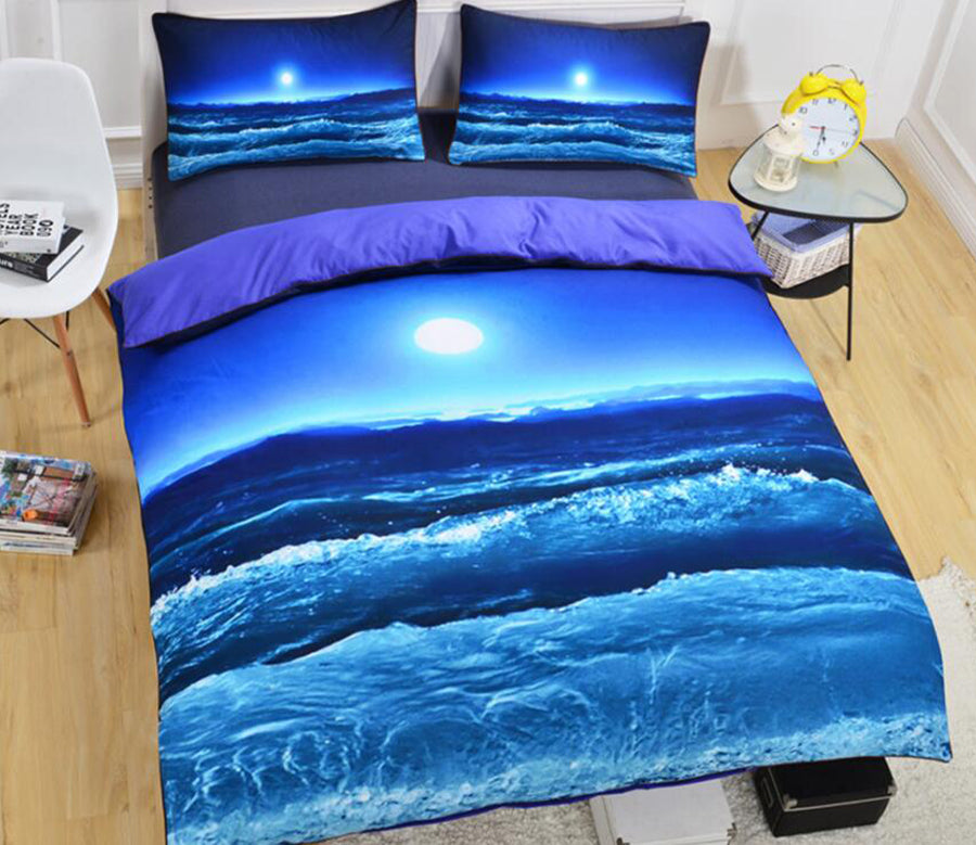 3D Moon Waves 1055 Bed Pillowcases Quilt
