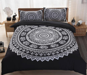 3D Black And White Totem 66194 Bed Pillowcases Quilt