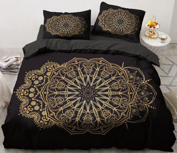 3D Gold Pattern Totem 5577 Bed Pillowcases Quilt