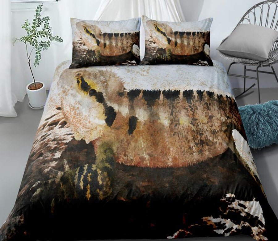 3D Ink Lizard 0122 Bed Pillowcases Quilt