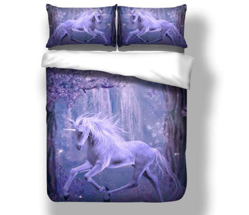 3D White Unicorn 6627 Bed Pillowcases Quilt