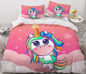 3D Cartoon Dancing Unicorn 175 Bed Pillowcases Quilt