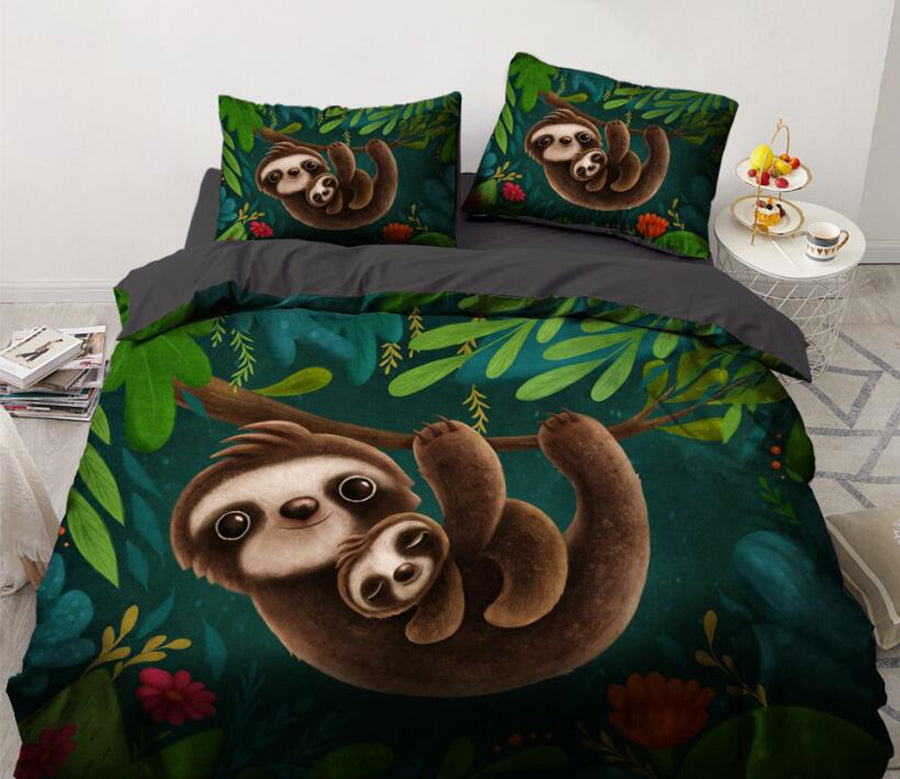 3D Sloth 8002 Bed Pillowcases Quilt