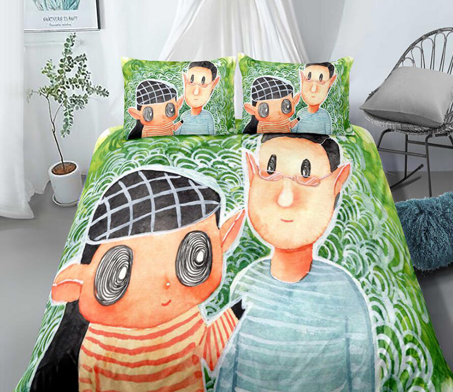 3D Big Eyes Girl Boy 99156 Bed Pillowcases Quilt