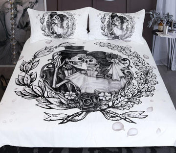 3D Wedding Couple 9051 Bed Pillowcases Quilt