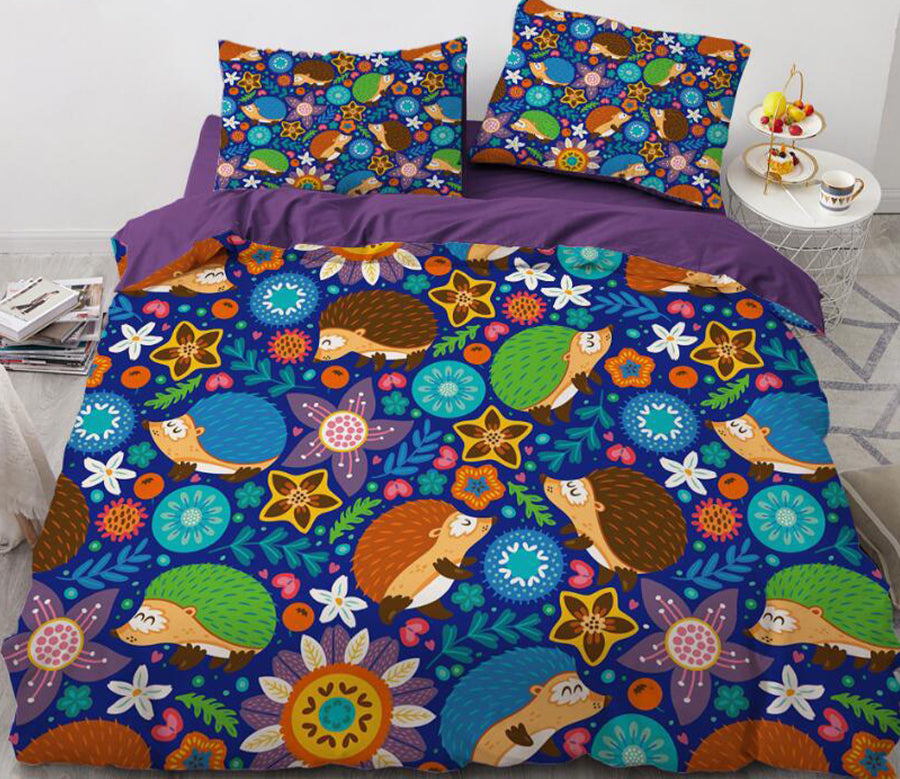 3D Cartoons Hedgehog 027 Bed Pillowcases Quilt