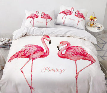 3D Double Flamingo 7768 Bed Pillowcases Quilt