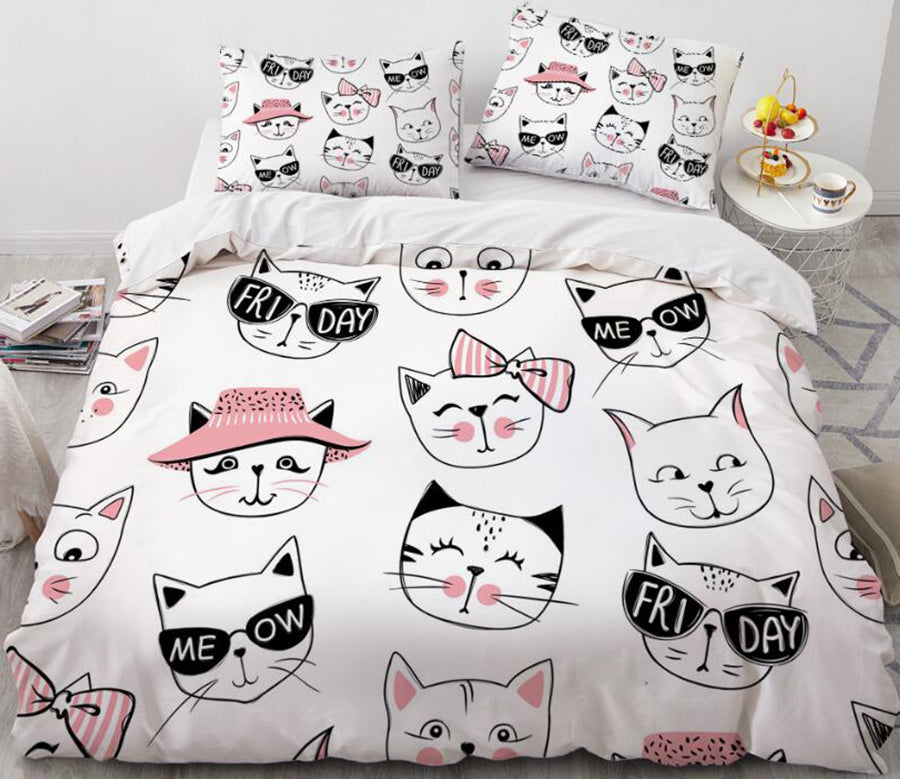 3D Cartoons Cat Head 036 Bed Pillowcases Quilt