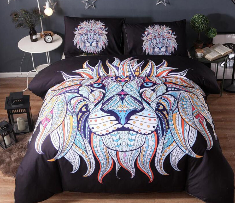 3D Lion Pattern 99184 Bed Pillowcases Quilt